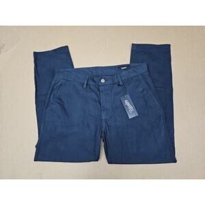 Woodies Performance Chino Pants Mens 34x28 Navy Blue Stretch Relaxed Fit